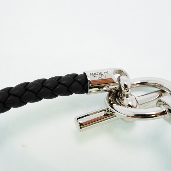 Hermes bracelet Grennan metal leather silver black men's